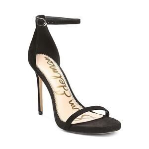 Sam Edelman Ariella Sandal Black Suede Open Toe Ankle Strap Slim Heel 10…